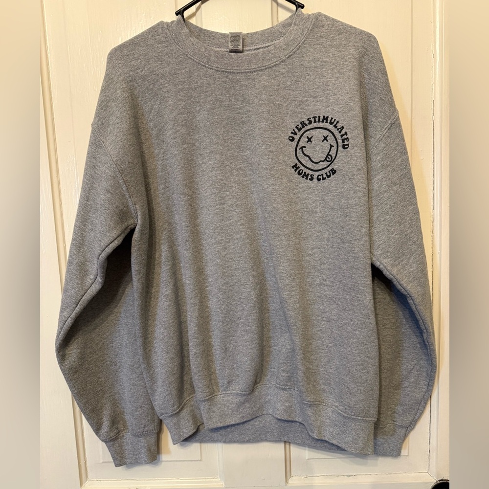 Overstimulated Moms Club Gray Crewneck Sweatshirt - Picture 2 of 2